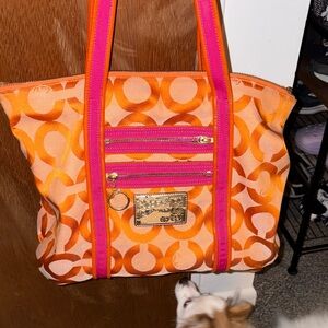 Orange and Pink Designer Tote Bag